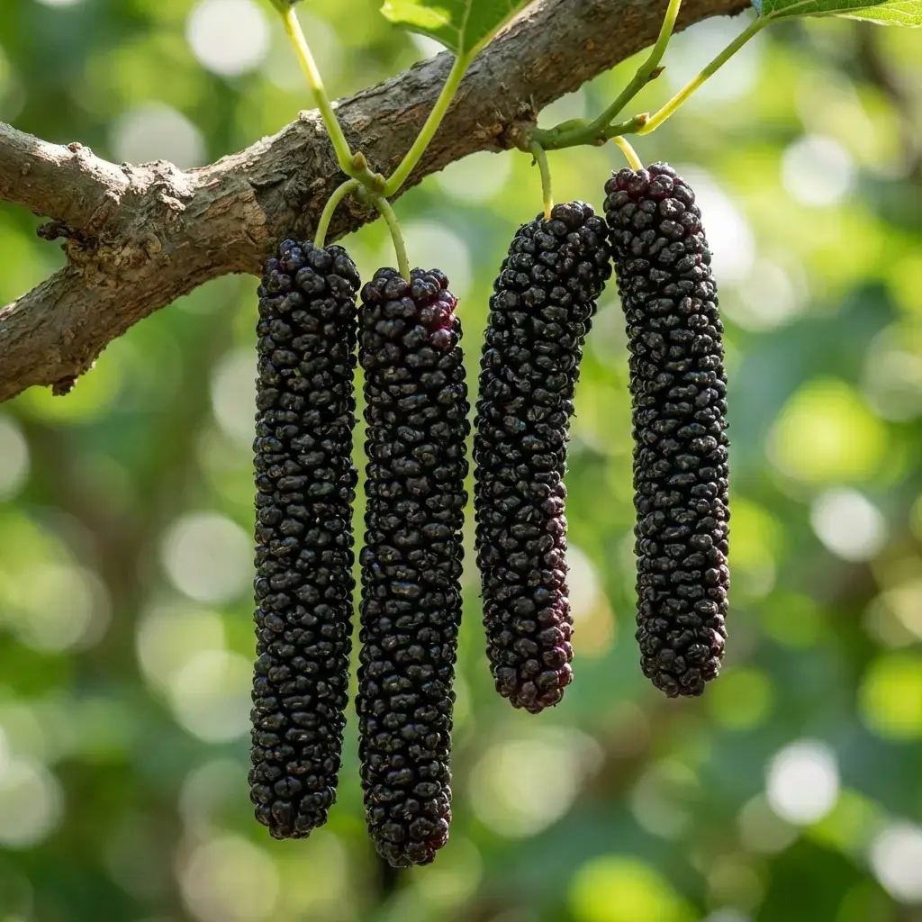 Плоди шовковиці на гілці